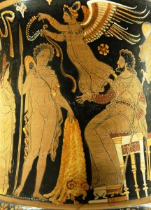 Jason bringing Pelias the Golden Fleece. Marie-Lan Nguyen, 2006 (Public Domain)